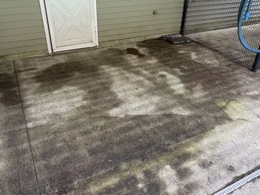 Clean concrete patio after professional power washing in Upton MA