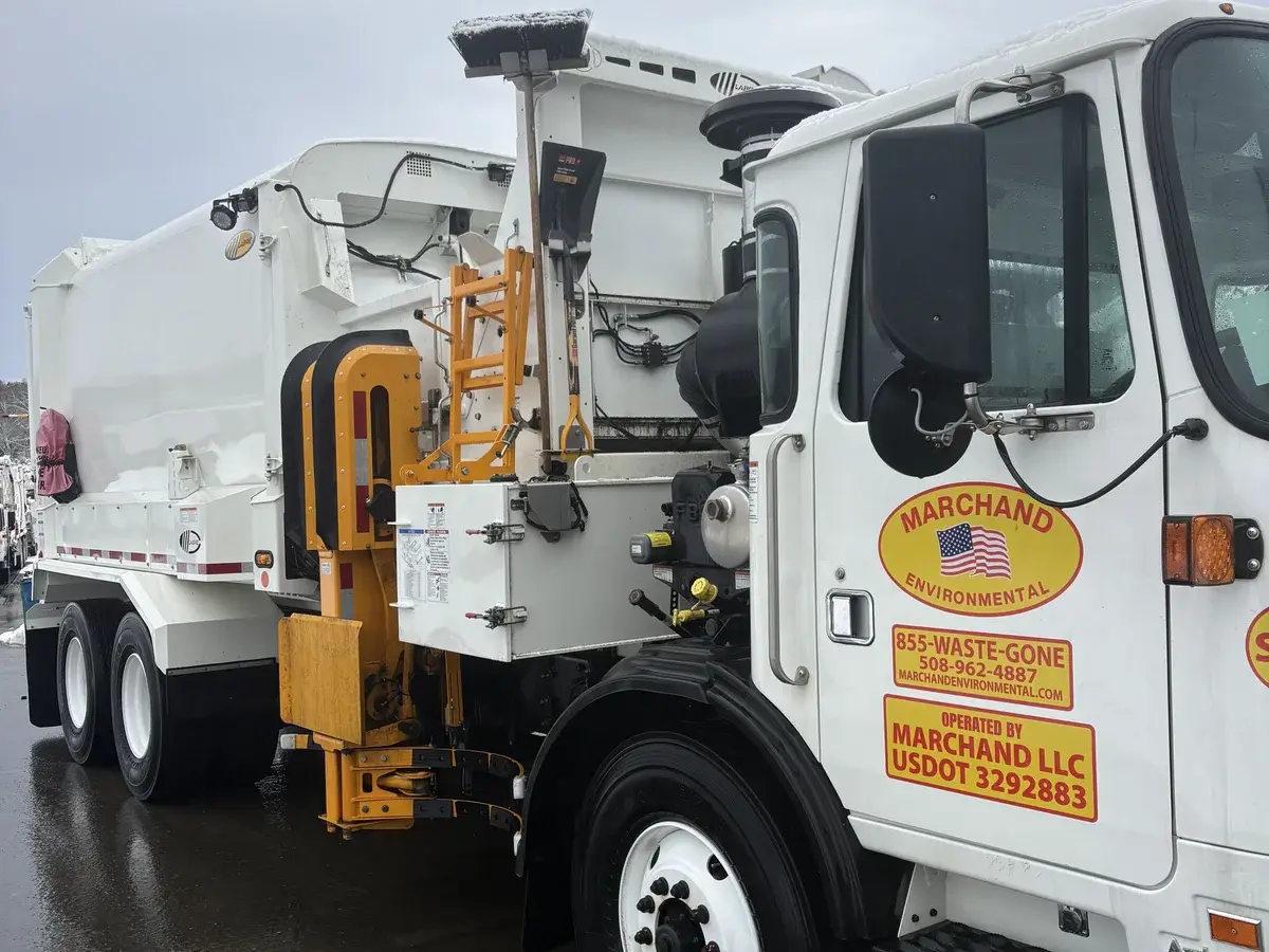 Waste management truck after professional fleet washing - clean and presentable
