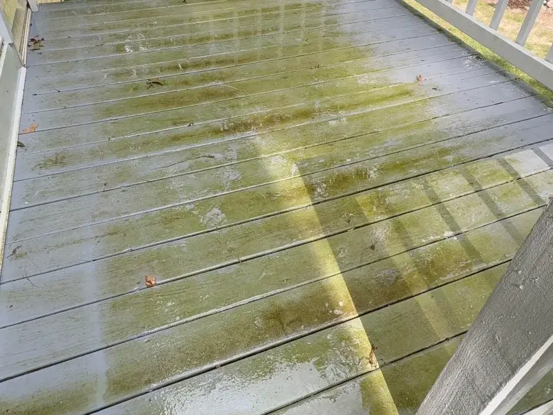 Weathered deck before professional cleaning