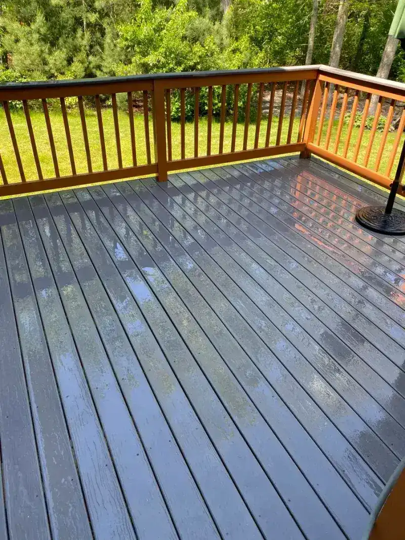 Deck after power washing - restored wood