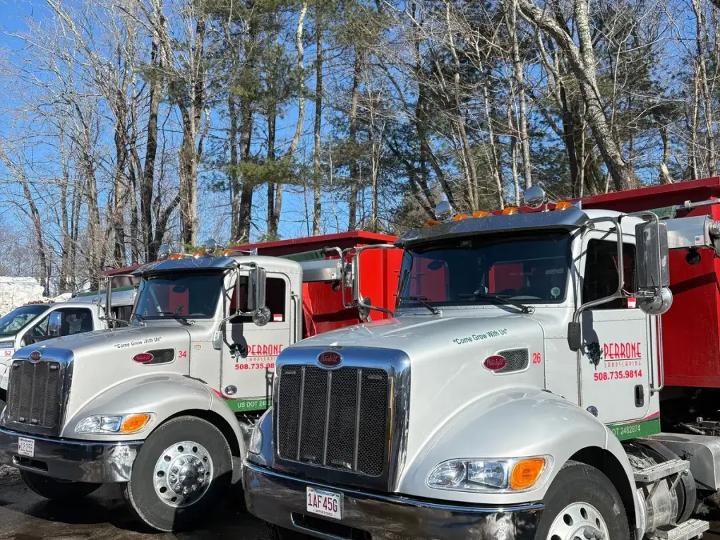 Fleet of Peterbilt trucks freshly cleaned by Drake Power Washing