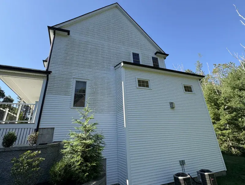 Dirty house siding before cleaning