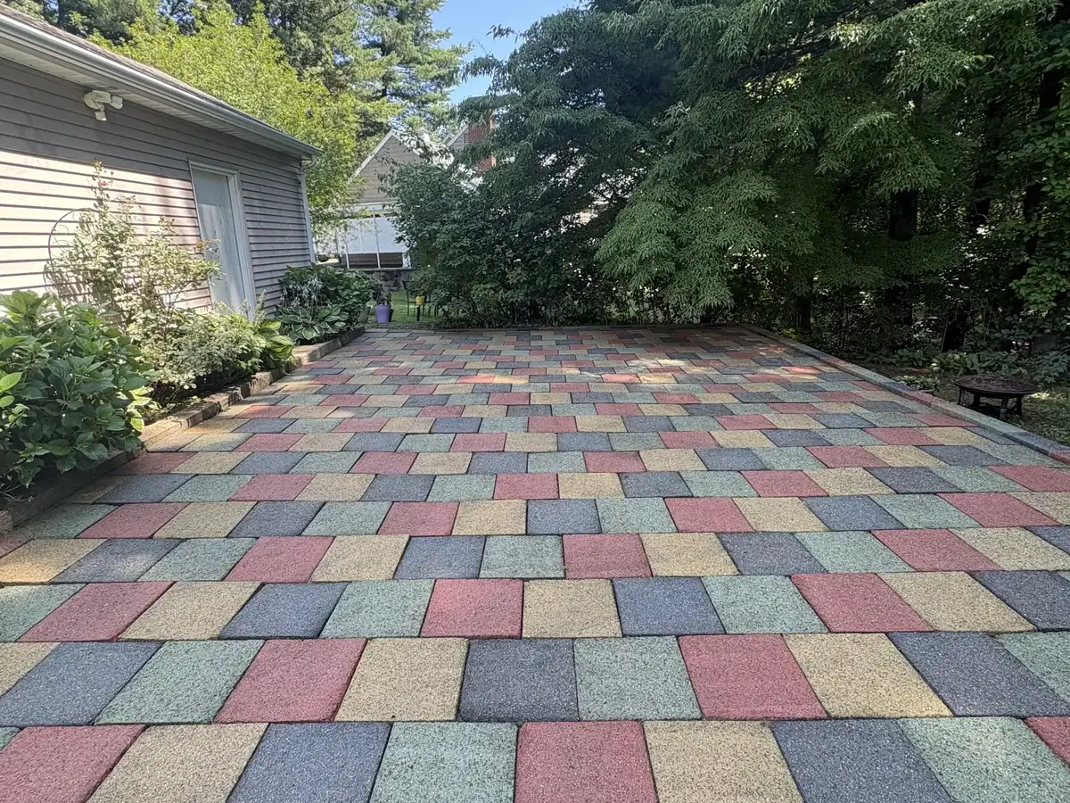 Patio in Foxborough MA restored after power washing by Drake Power Washing