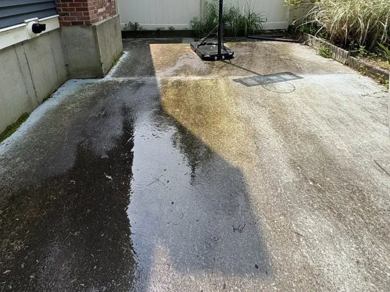 Concrete patio before washing