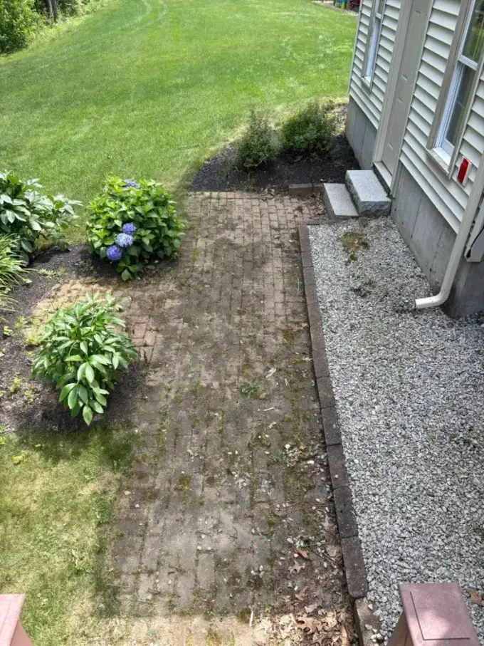 Patio before power washing