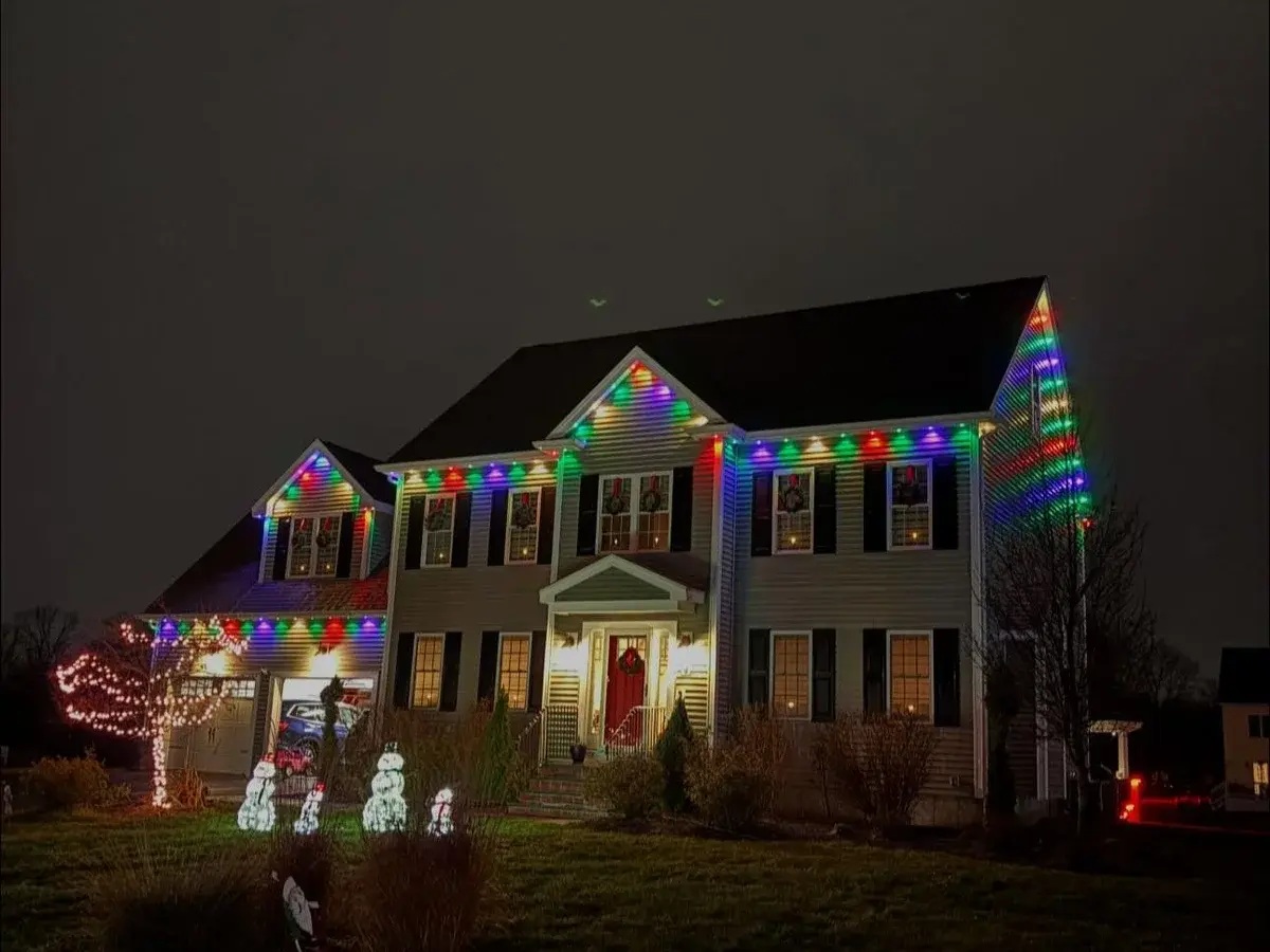 Holiday lighting display on residential property