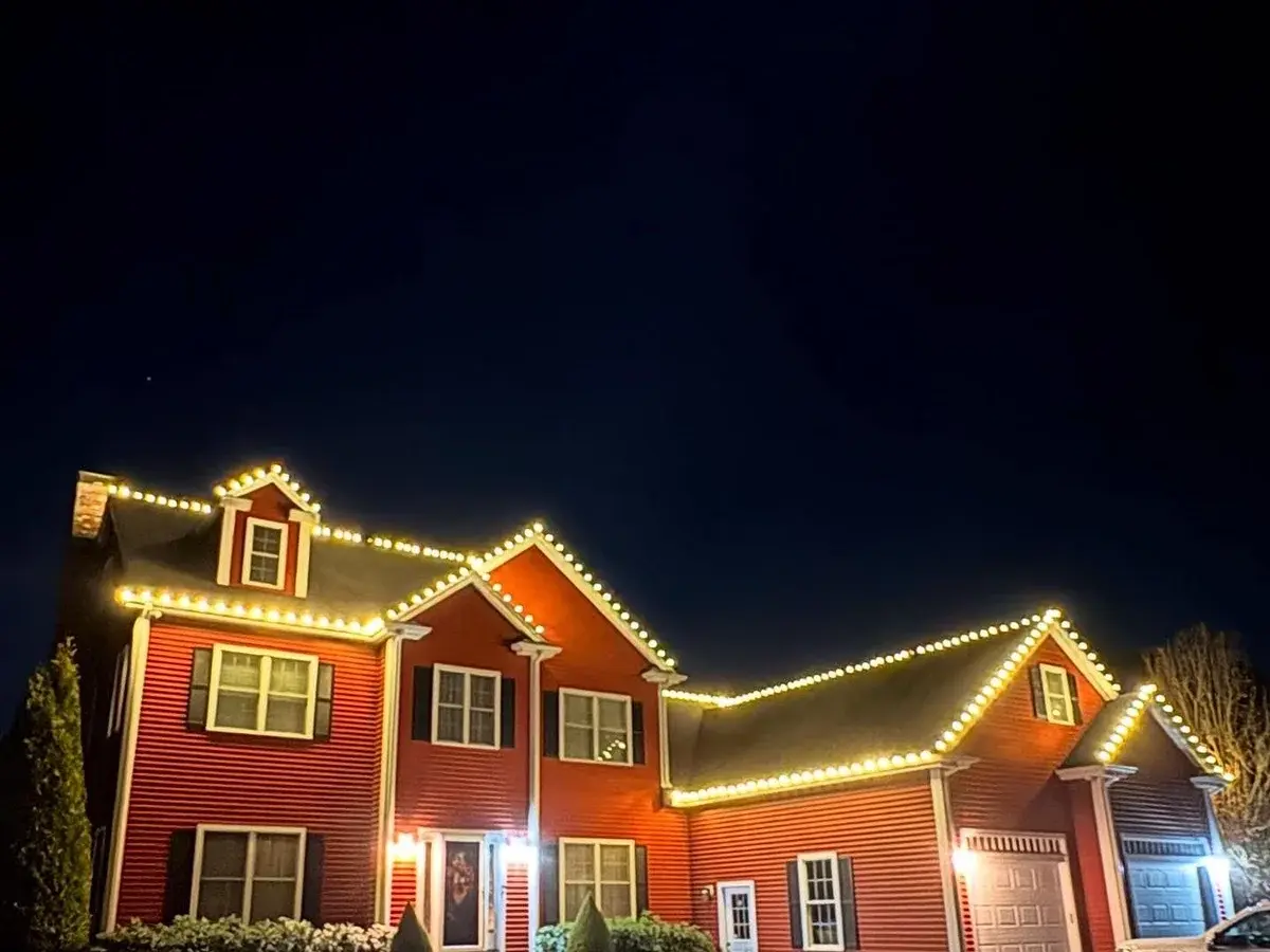 Professional permanent lighting installation on residential home