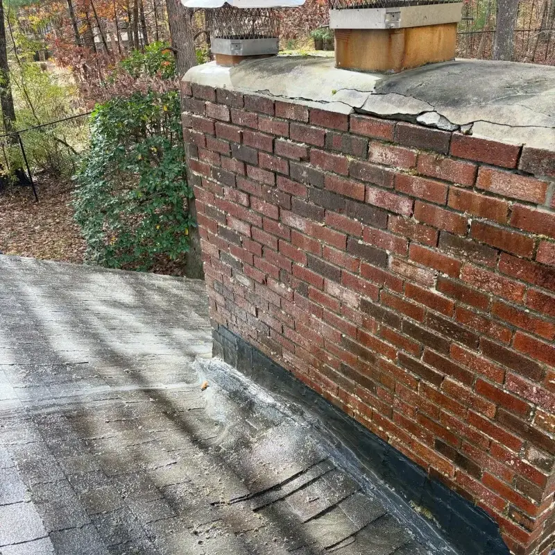Chimney after professional cleaning - restored brick appearance