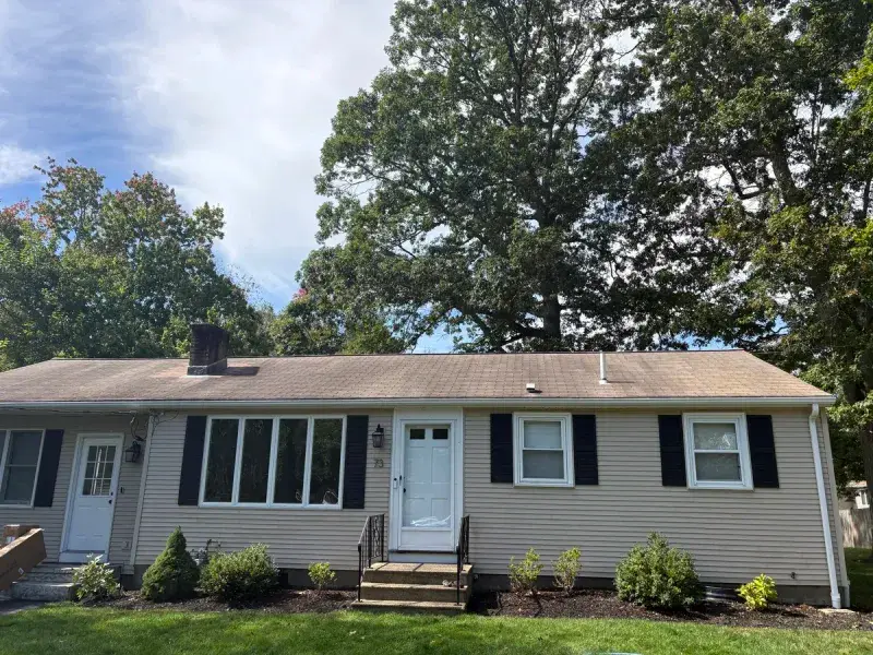 Roof before cleaning with moss and stains