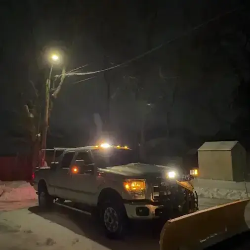 Drake Power Washing snow plow truck - night operations