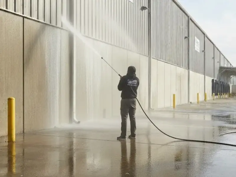 Warehouse wall before cleaning